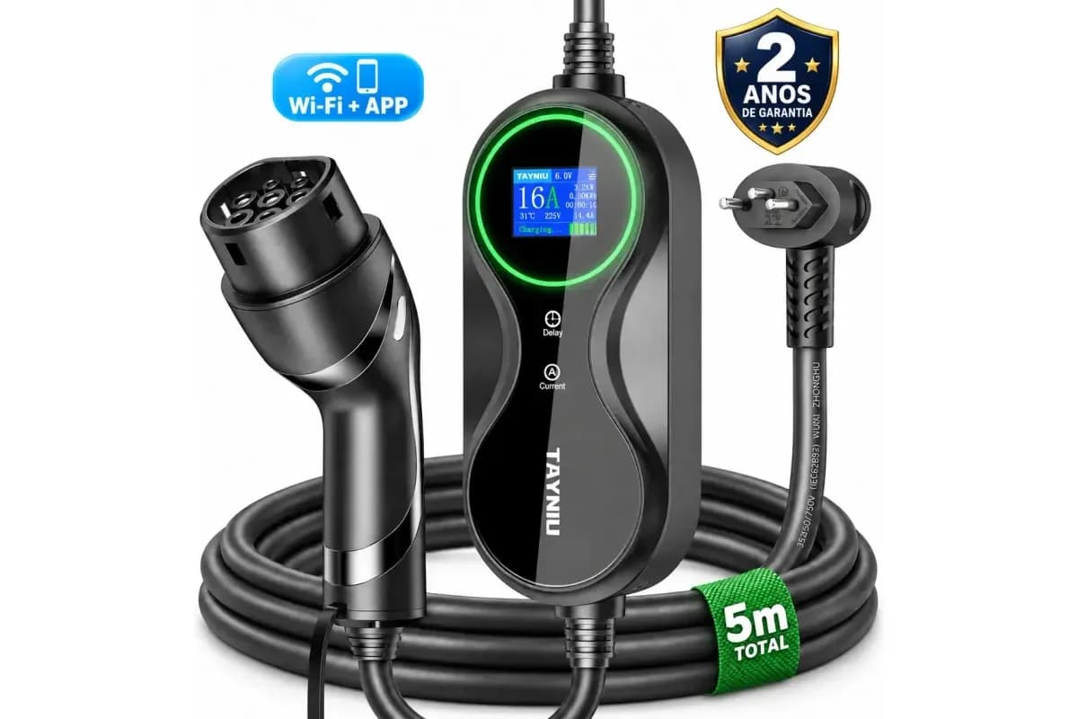 Carregador portátil TAYNIU Infinity carregador portátil 3,5 kW 16 A com Wi-Fi com conector Tipo 2 (foto do anúncio)
