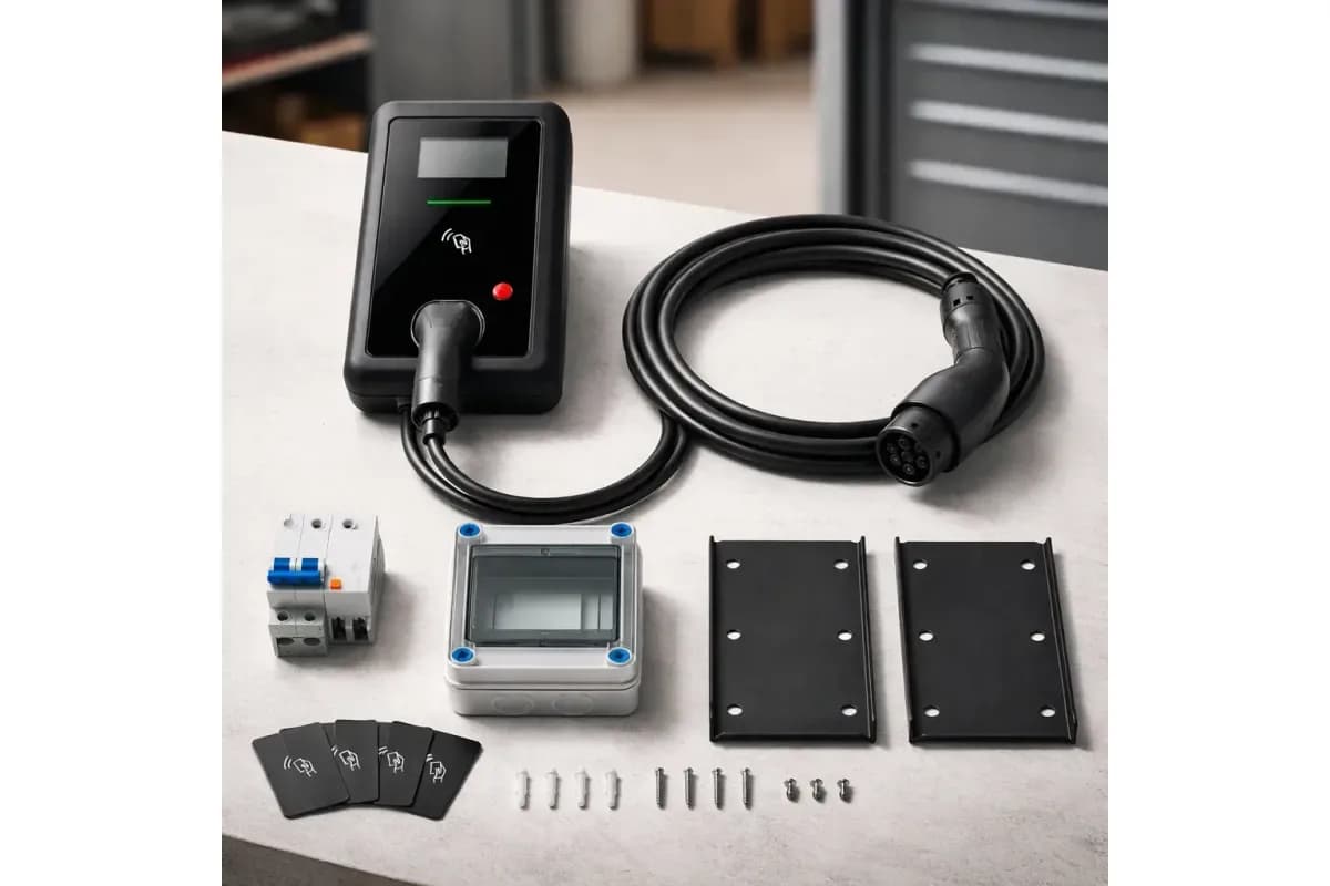 Wallbox 7 kW 220 V IP55 com DR com conector Tipo 2 (foto do anúncio)