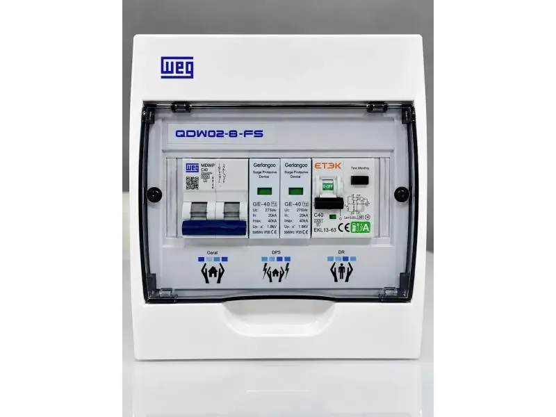 Quadro de proteção para wallbox 7,5 kW com DR tipo A