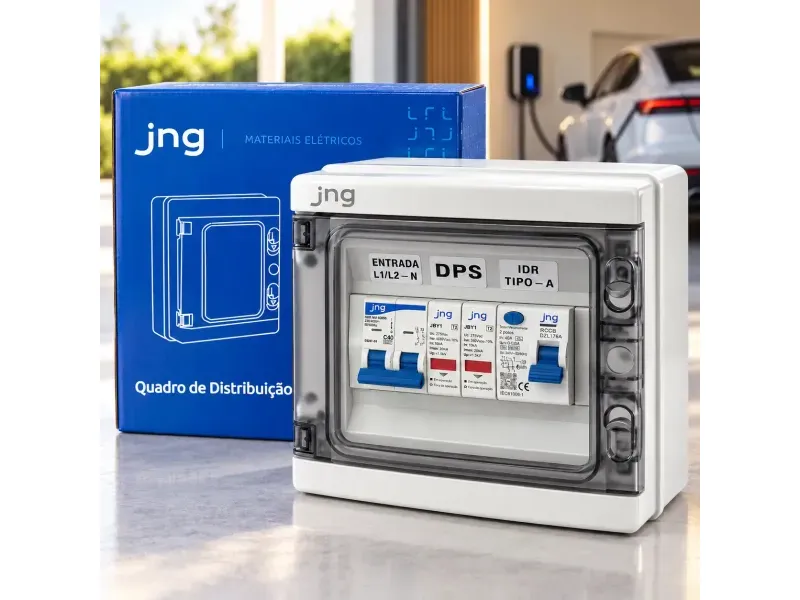 Quadro de proteção JNG com DPS, IDR e disjuntor